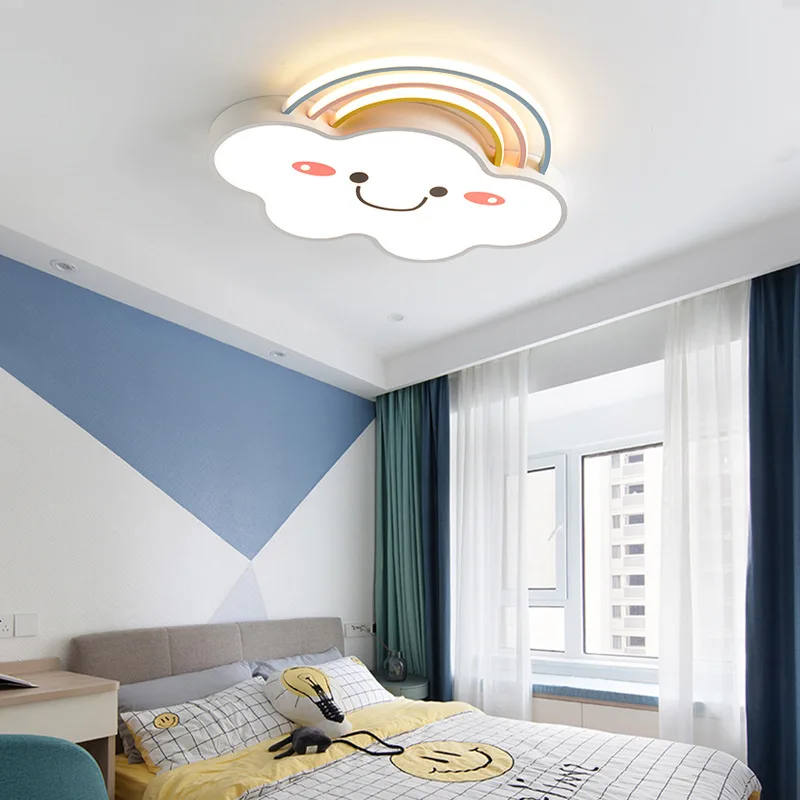 Modern Cartoon Rainbow Cloud Baby Girl Children Kids Room Ceiling Light Led Ceiling Lamp Lights For Bedroom Nursery Roof Lamp