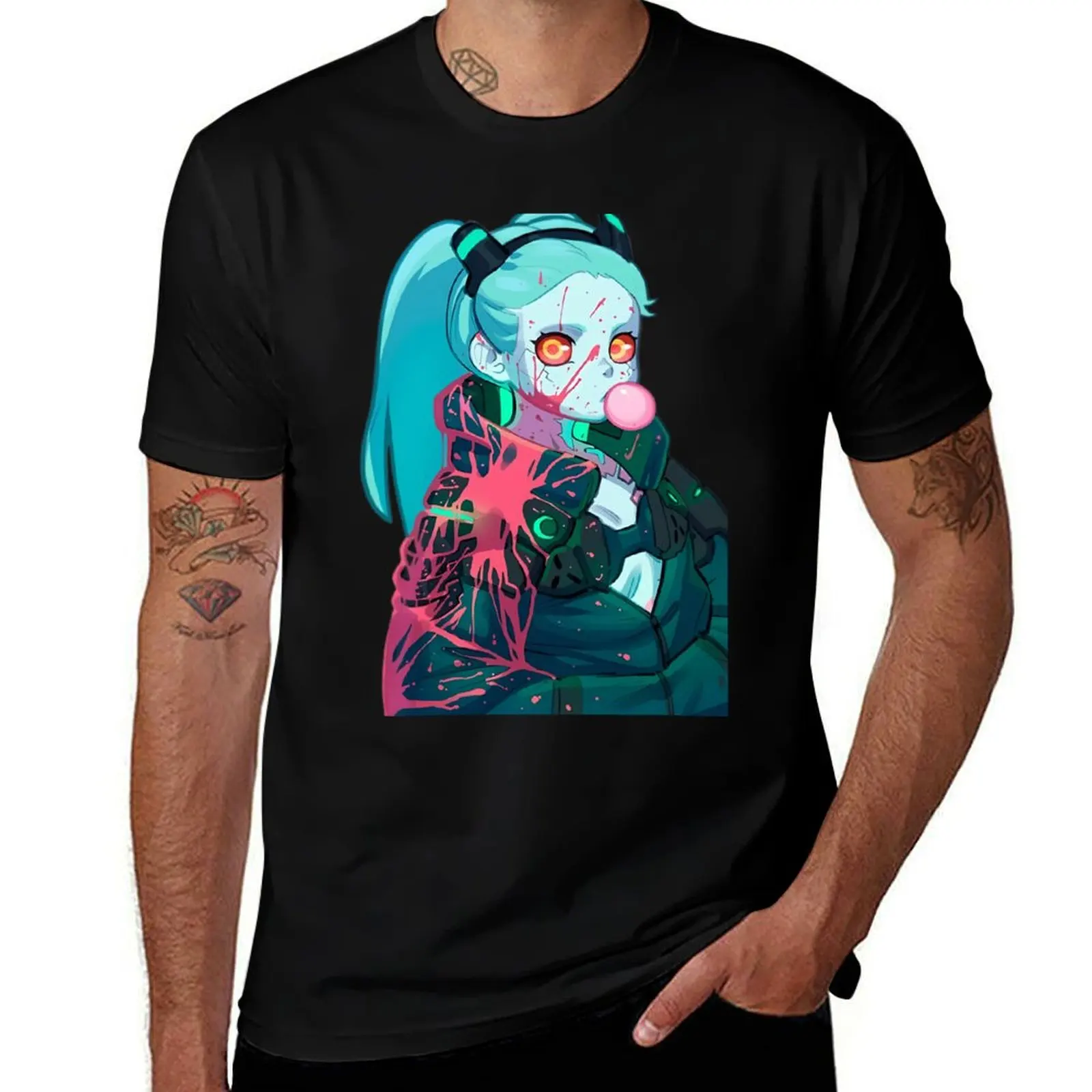 

Cyberpunk Edgerunners - bloody Rebecca T-Shirt anime tshirt cotton tshirt 100% T-Shirt
