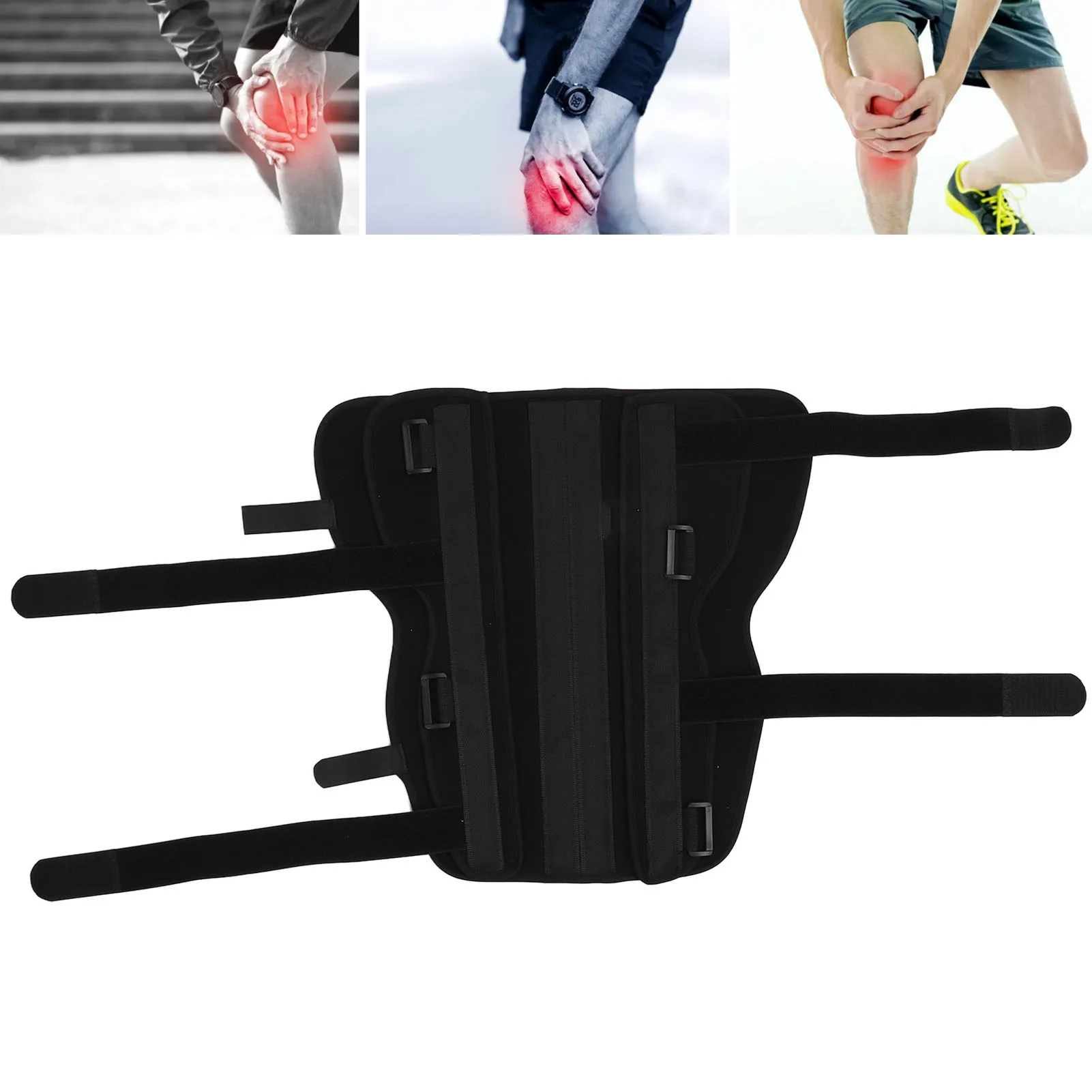 Knee Immobilizer Composite Fabric and Aluminum Alloy Adjustable 3 Panels Knee Splint Postoperative Recovery Knee Brace