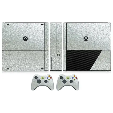 Shining Silver Bling Glitter Vinyl Skin Sticker Protector for Microsoft Xbox 360 E and 2 controller Skins Stickers