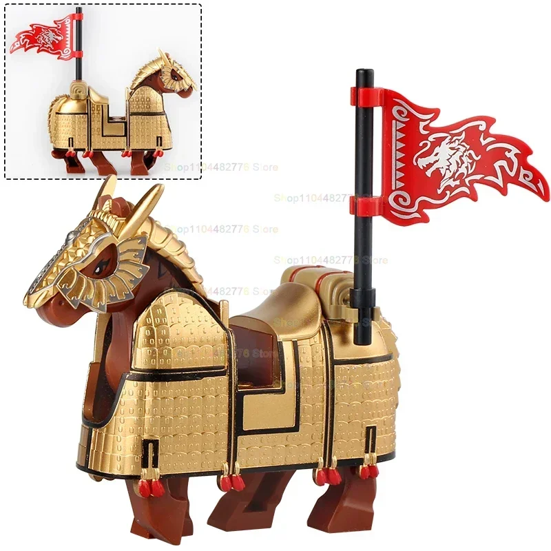 Oude Oorlog Paard Armor Actiefiguren Modellen Accessoires Bouwstenen Drie Koninkrijken Mounts Bricks Speelgoed Kerstcadeaus