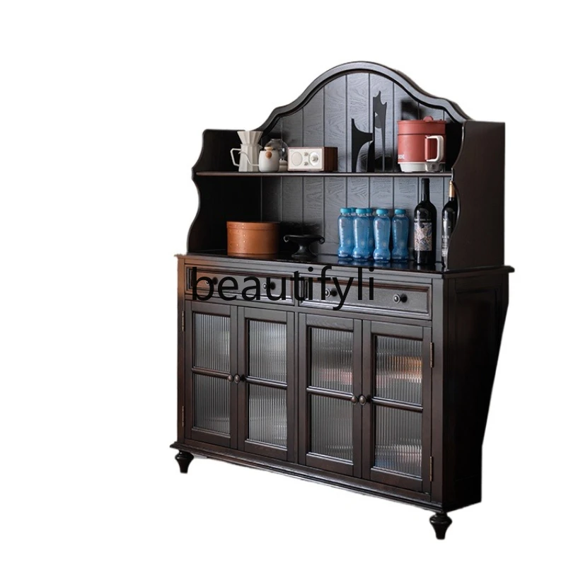 

Solid wood, retro locker, tea cabinet, black walnut wine cabinet