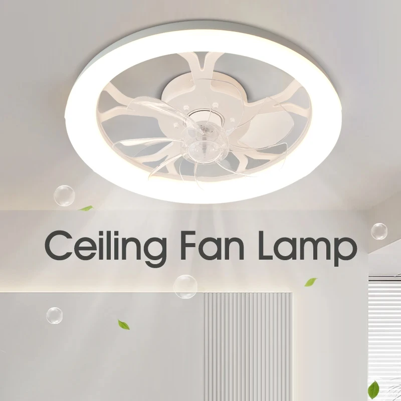 Nordic Ceiling Fan with LED Lights and Remote Control, Embedded Design, Dimmable, Suitable for Living Room and Bedroom Lighting