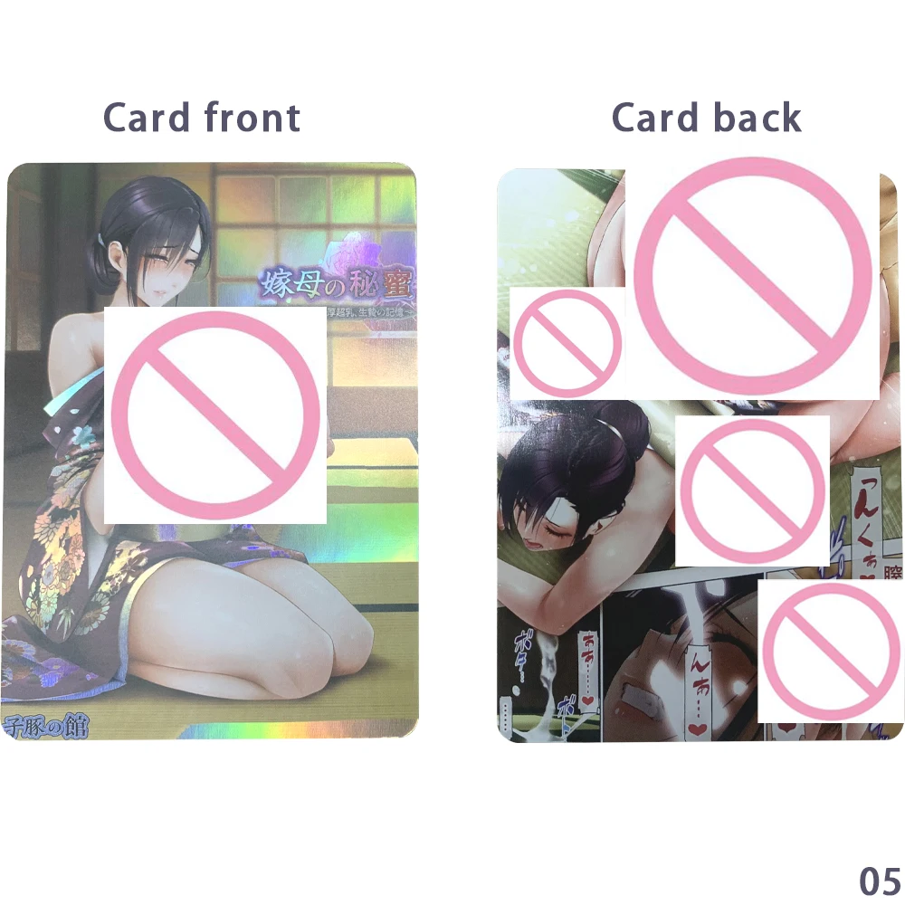 Anime Sexy Nude Collection Card Refractive Color Flash Embossed Texture Naked Girl Big Breasted Plump Card Otaku Gift