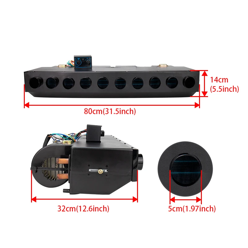 12V 24V Universal Car Air Conditioning Cooling and Heating Evaporator Assembly for Bus Van Engineering Vehicle Truck Motorhome