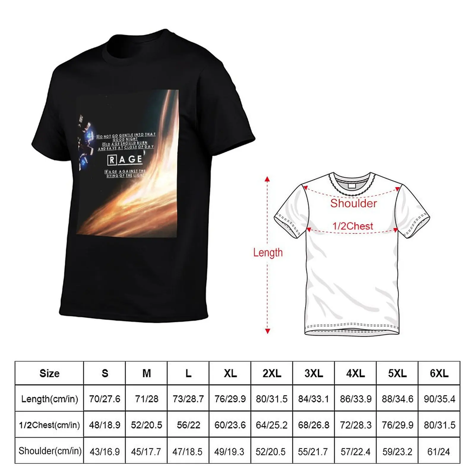 Rage, rage aginst the dying of the light T-Shirt Fashion Pattern Printed Tee Shirt