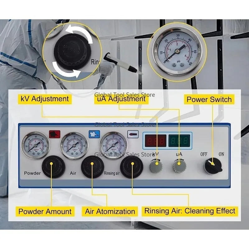 

50W 45L Electrostatic Powder Coating Machine with Spray Gun 450g per Minute High Efficiency Powder Coating System