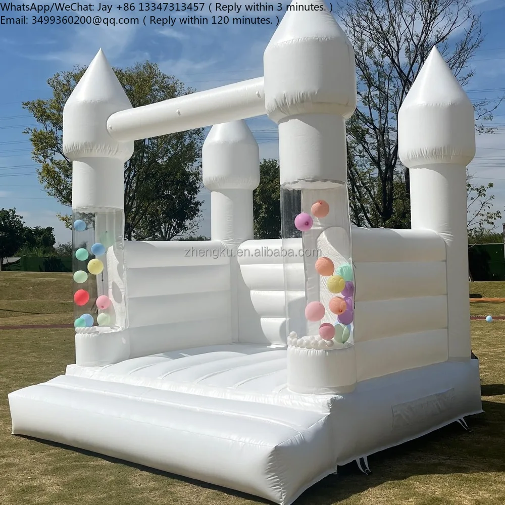 

Commercial Outdoor Balloons Inflatable White Wedding Bouncer Party Rental White Bouncy Castle with Slide for Sale
