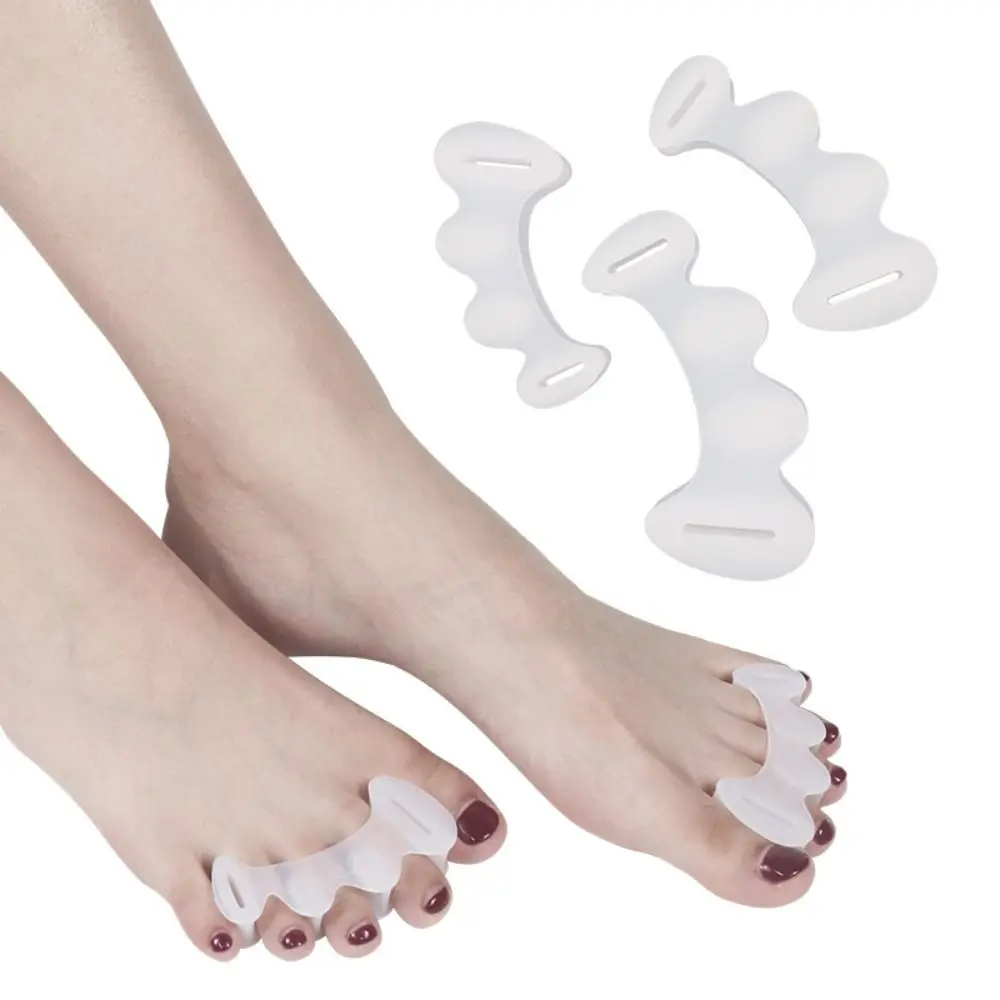 2Pcs=1Pair 3 Hole Toe Finger Separator Orthopedic Spacers Silicone Hallux Valgus Hammer Foot Corrector Foot Care Tools