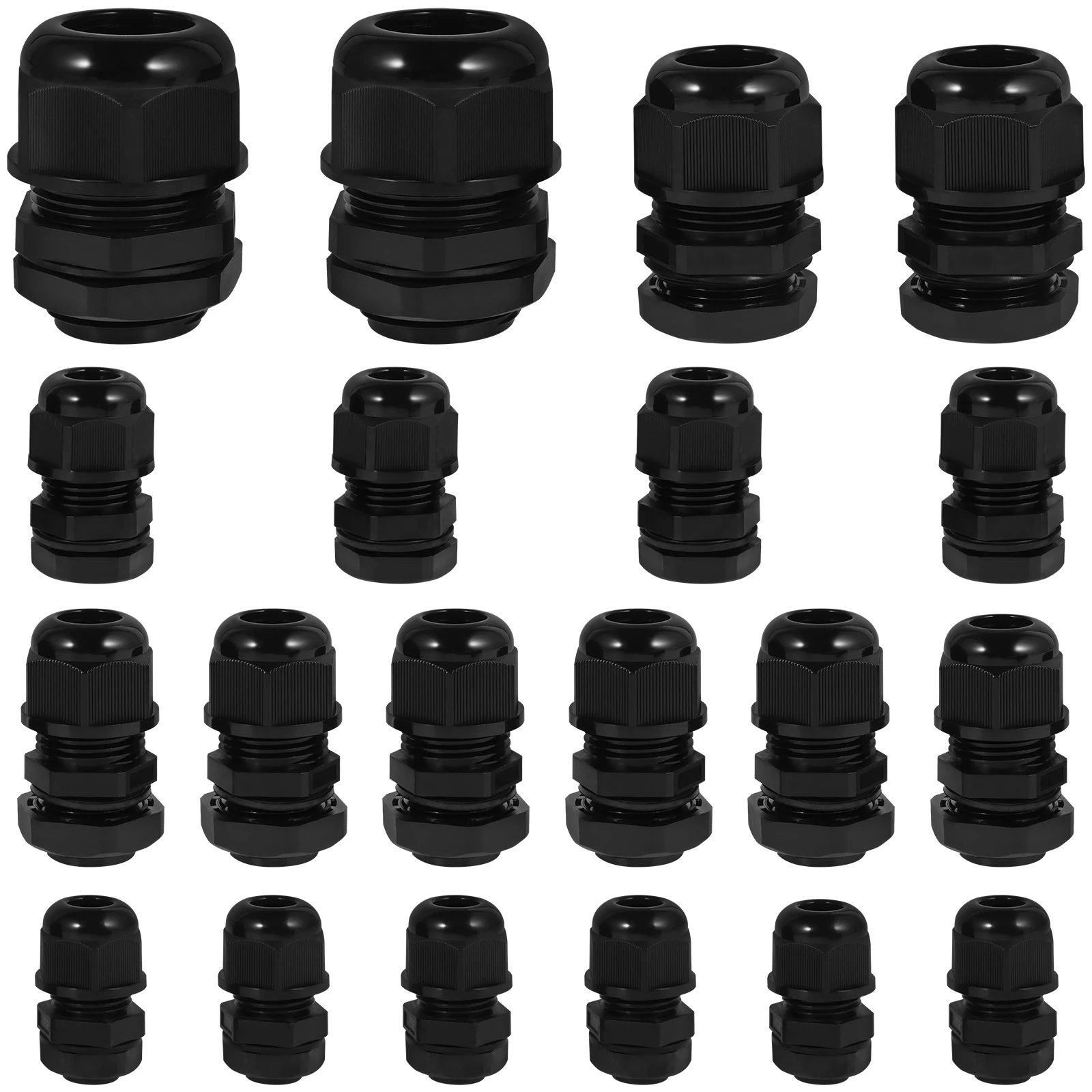 20Pcs Cable Gland Kit IP68 Waterproof Nylon NPT Adjustable Cable Connector Kit 1/4inch 3/8inch 1/2inch 3/4inch 1inch Cord