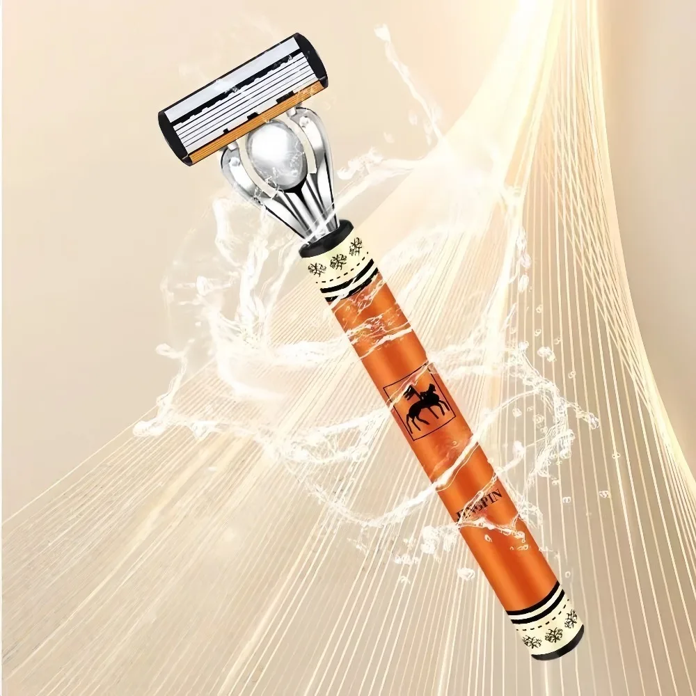 Six Layer Safety Shaver Set Replaceable Anti Scratch Design Men Safety Manual Shaver for Thick Beards Clean Razor Hair Removal