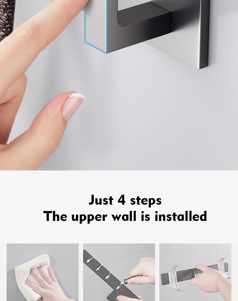 Bad Hardware Robe Haken Matte Schwarz/Gun Grau Farbe Wand Montiert Kleidung Kleiderbügel Handtuch Lagerung Raum Aluminium FR203 – Detail 16