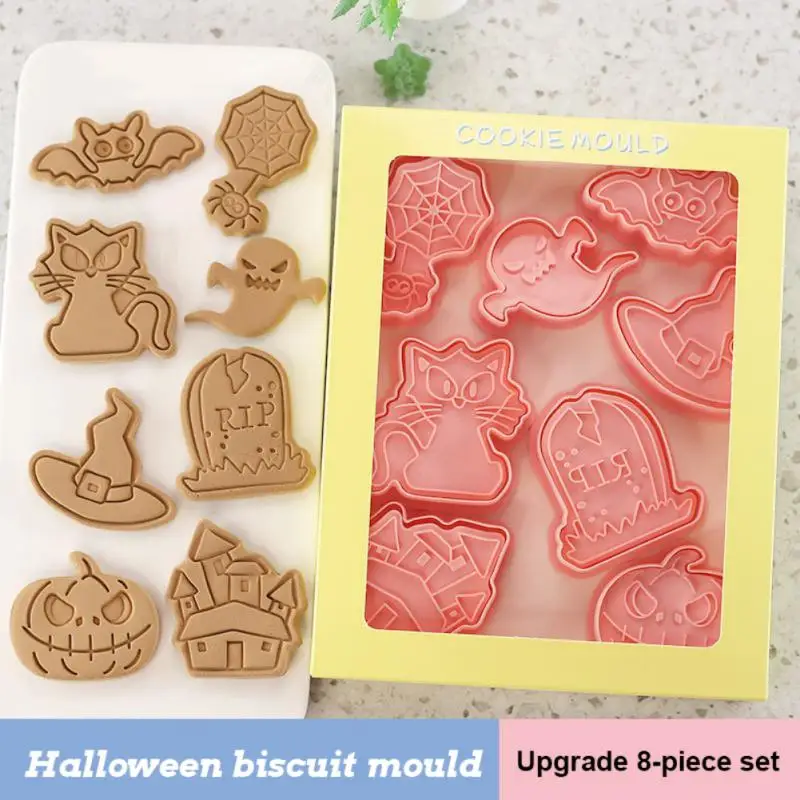 Aus stech formen Set Cartoon Eule Schloss Kürbis Hexe Vampir Schädel press able Cookie Stempel Keksform Halloween Dekoration