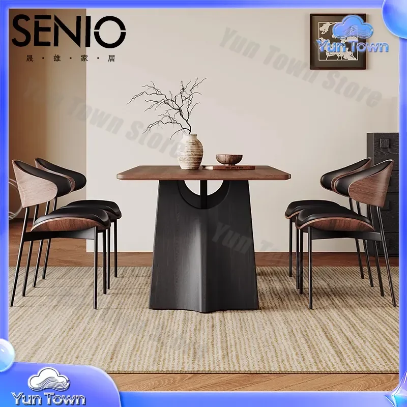 Solid Wood Dining Table and Chair Combination for Small Apartment French Retro Chinese Antique Style Rectangular Dining Table