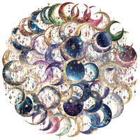 50PCS Creative Fantasy Galaxy High Beauty Ins Style Atmosphere Stickers Envelope Sealing Stickers Waterproof Sticker