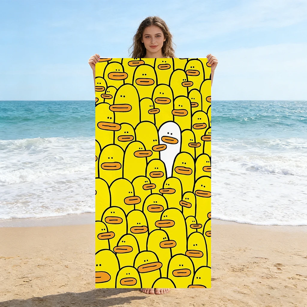 1pc Find the Different Duck Beach Towel Quick-drying Towel Suitable for Seaside Pool Camping Vacation Yoga For Families Friends