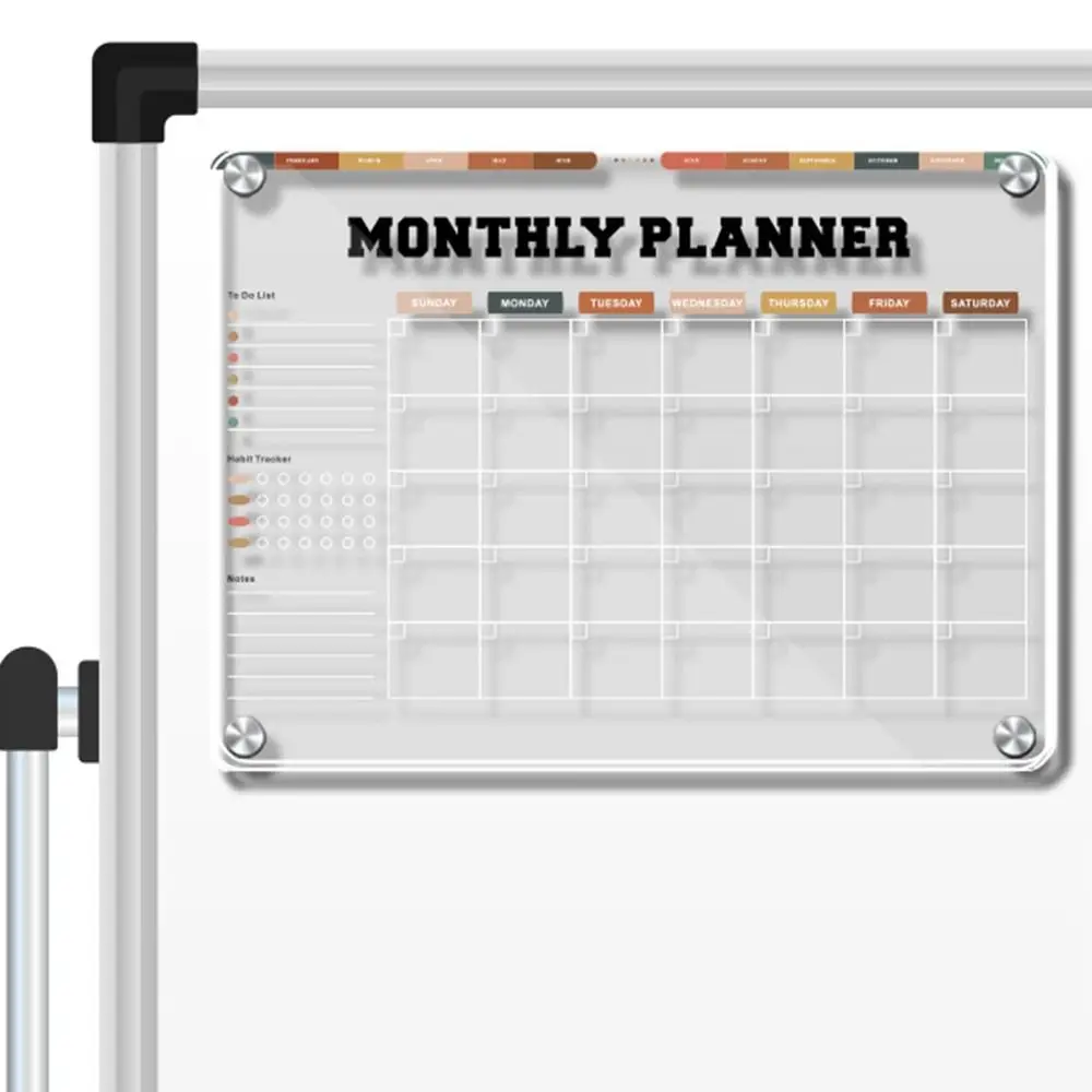 

3D Magnetic Acrylic Weekly Planner, Erasable Memo Board with 5 Markers, Refrigerator Magnet Message Pad for Office/Home Use
