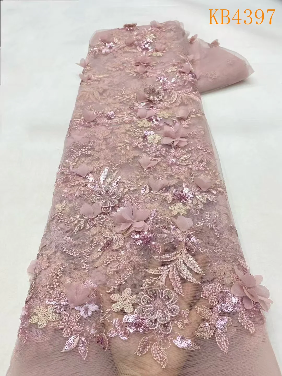 

5 Yards Royal Blue 3D Floral Lace Fabric African Fabric Lace High Quality 2025 Crystal Glitters Plus Beads Lace Trim For Sewing