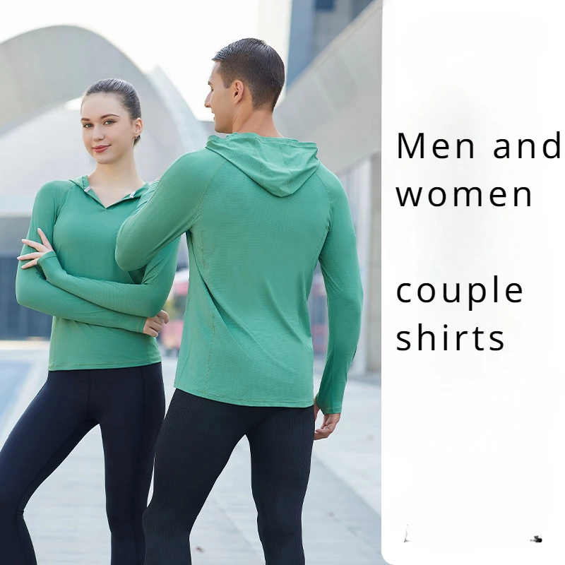 Man Long Sleeve T-shirt Hoodie Fitness Running Top Sports Shirt Woman Training Sweatshirts Hooded Gym Shirts Men's Sportswear