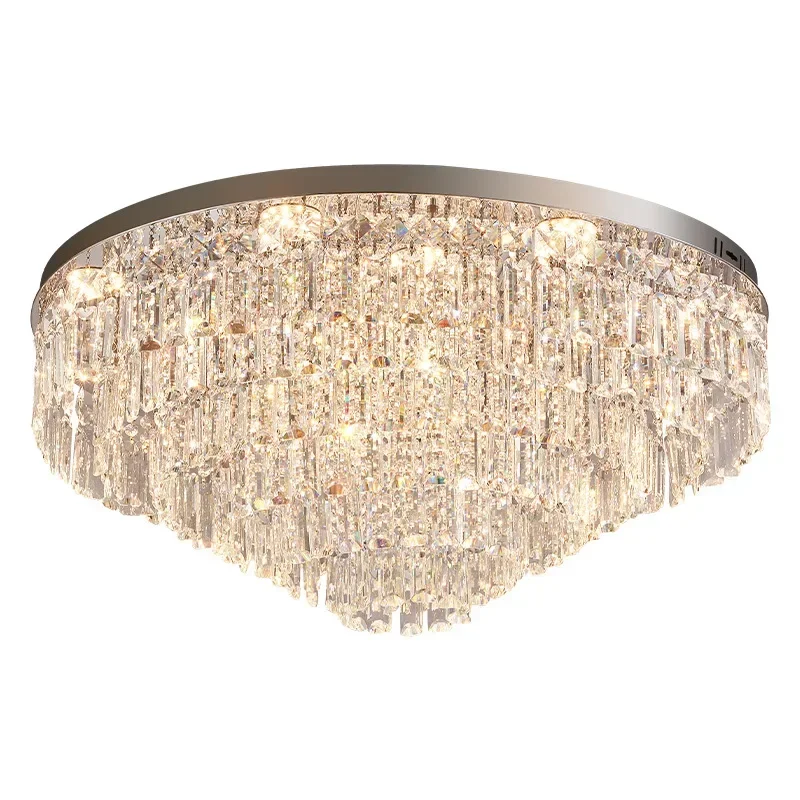 

Advanced crystal light luxury bedroom ceiling lamp round atmosphere European style villa master bedroom living room dining