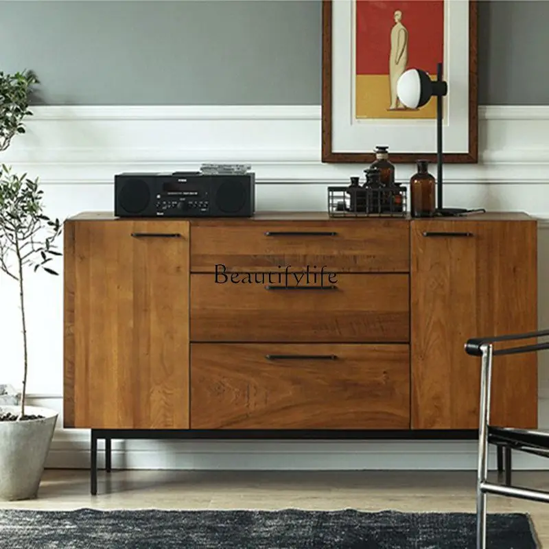 

Nordic all solid wood side cabinet, medieval simple modern storage side cabinet