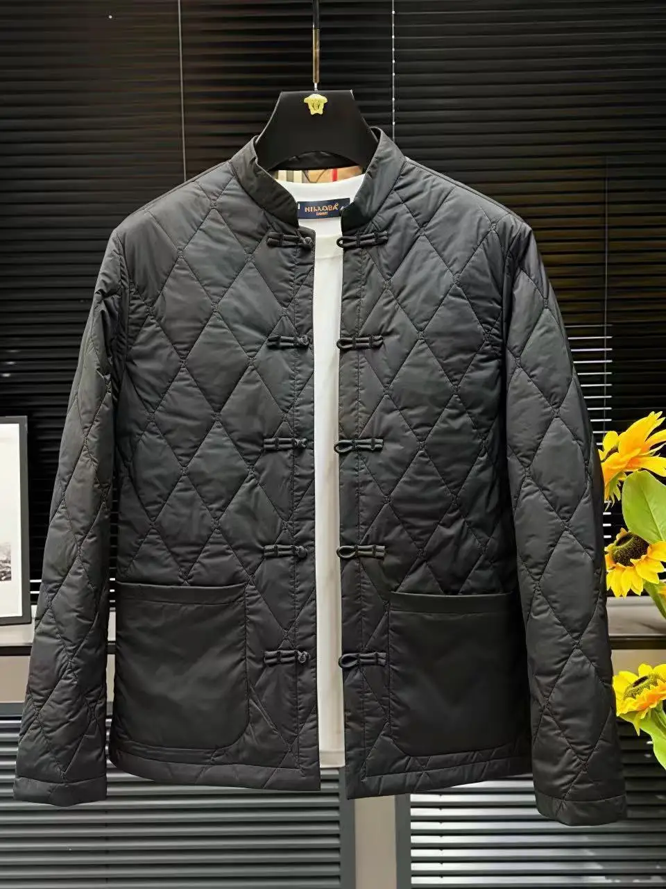 

Модная мужская куртка из плотного хлопка с воротником-стойкой, универсальная, осенне-зимняя, новинка, молодежная повседневная одежда
