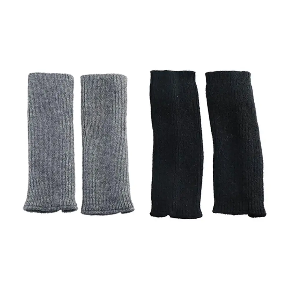 Простые толстые мужские перчатки для вождения, однотонные варежки без пальцев, перчатки с полупальцами, бархатные женские перчатки, вязаные варежки