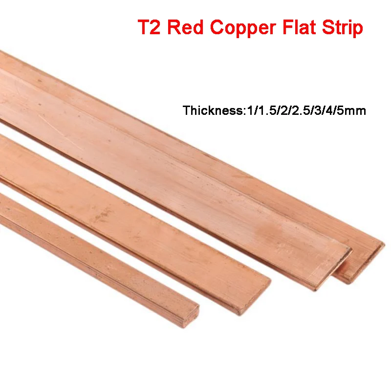 

1pcs Length 500mm T2 Red Copper Flat Rod Bar Strip 99.95% Pure Copper Plate CNC DIY Metal Material Thickness 1/1.5/2/2.5/3/4/5mm