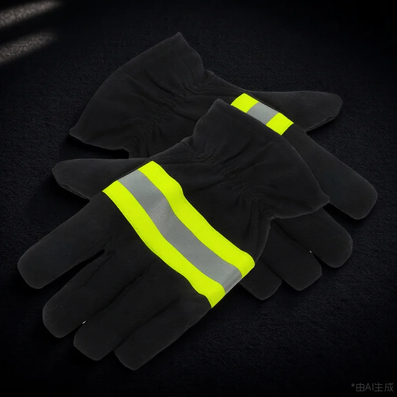 

1Pair Flame Resistant Firefighter Work Gloves High Heat Insulated Protective Cotton Gloves Fire Extinguishing Equipment