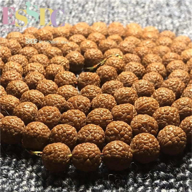 Wholesale Natural Rudraksha 108  Small Jingang Five Petals Tibetan Dragon Scale Pattern Bodhi Round Beads Bracelet 9mm