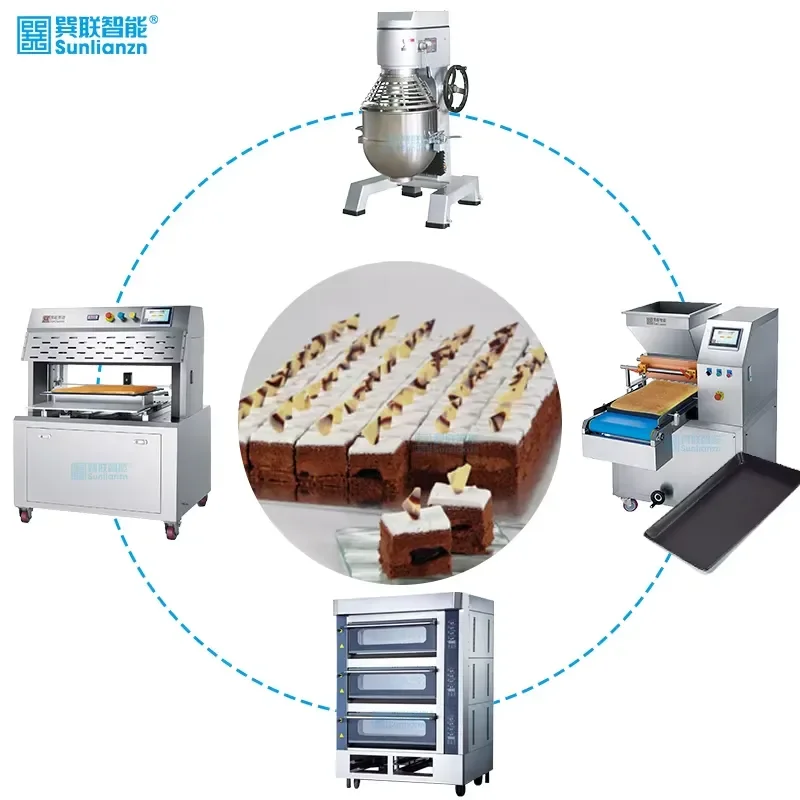 Semi Automatic Cheese Chocolate Stuffed Sponge Cake Making Machine Production Line for Food Processing