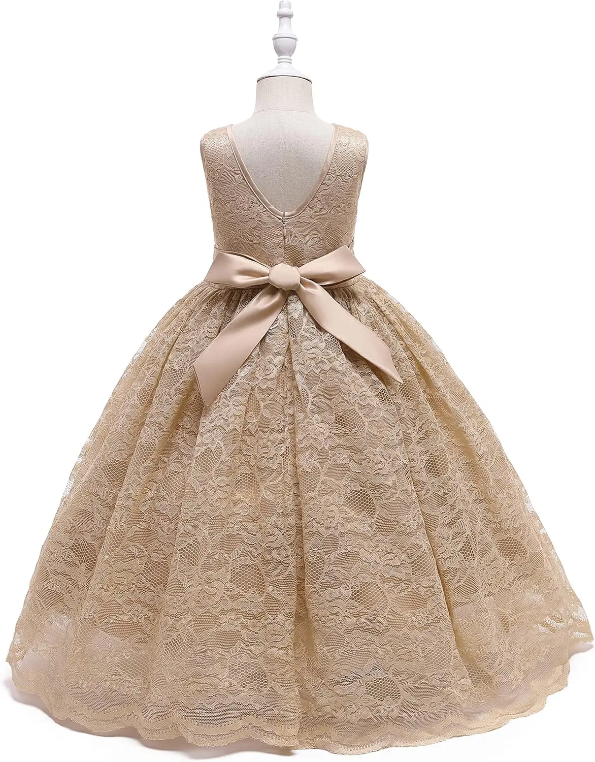 フルレースフラワーガールズドレスロングAラインブライズメイドウェディングチュールドレス誕生日フォーマルパーティーボールガウン