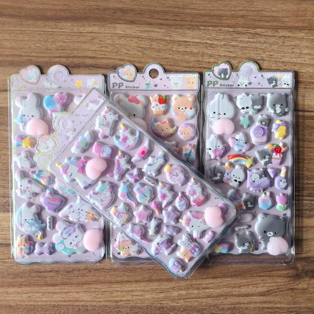 

Cute Cartoon PP Sticker (1 Pcs) - 3D Embellishment for Planners, Device Decoration & Handcrafts Golden Memory Stickers Store