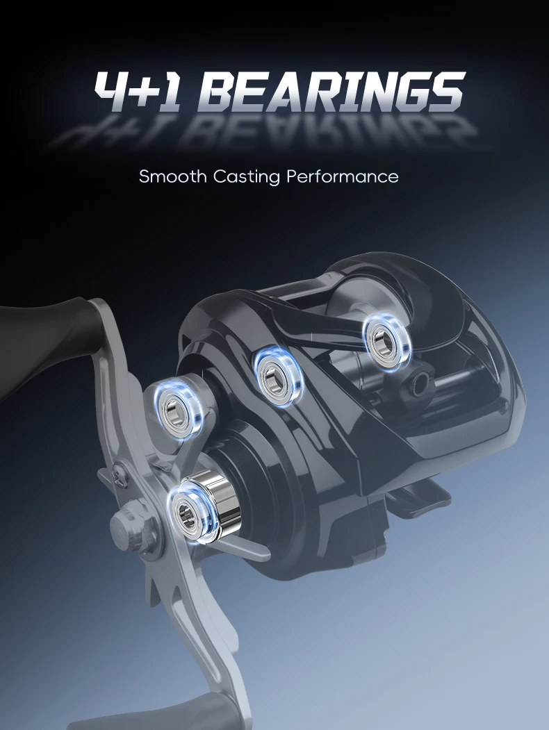 BILLINGS Baitcasting Reel DC Brake System 6KG Max Drag 167G Lightweight Baitcaster Fishing Reels 7.2:1 Gear Ratio 4+1BB Freshwater Casting Reel