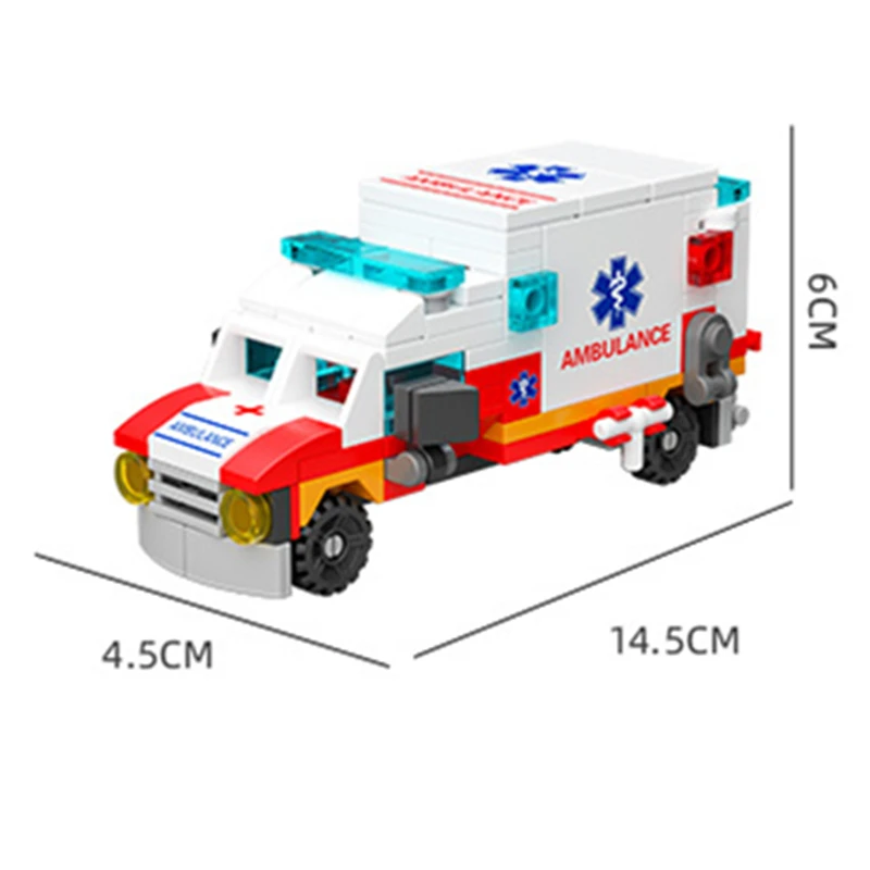 6in1 NEW Ambulance Escort Car Helicopter Paramedic Doctor Mini Loader Truck Classic Model Building Blocks Sets Bricks Toy City