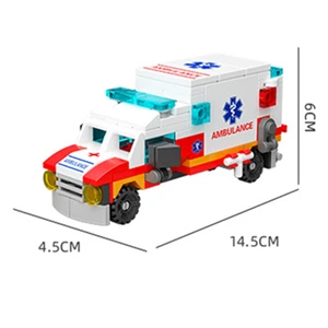 6in1 Mobil Pengawal Ambulans BARU Helikopter Paramedis Dokter Truk Pemuat Mini Model Klasik Set Blok Bangunan Kota Mainan Batu Bata 8 truk semi lego penjualan terbaik - №