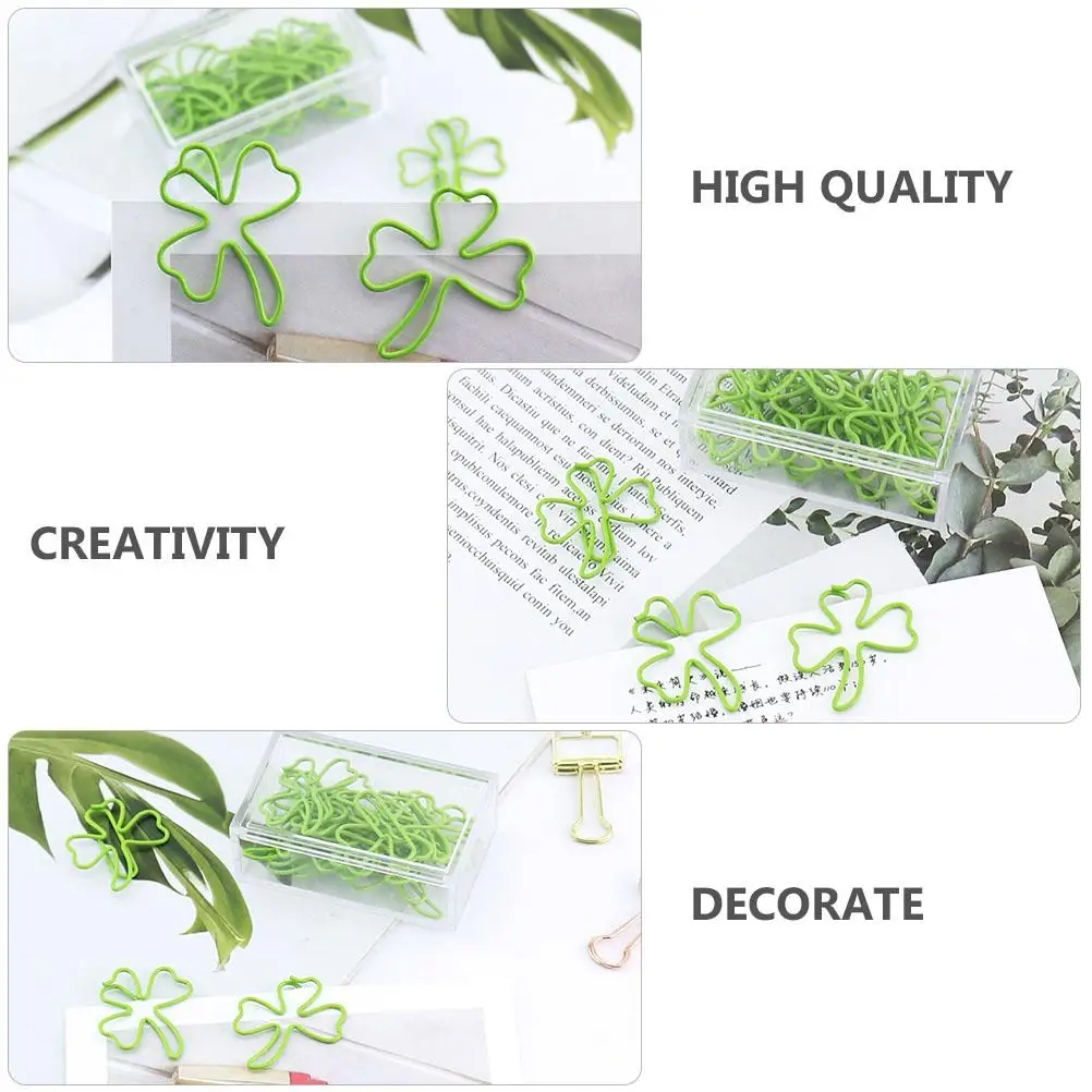 15 pcs Shape Bookmark Clips Metal Green Paper Clips for Books Notes Files Photos Memos Tickets Scrapbooks