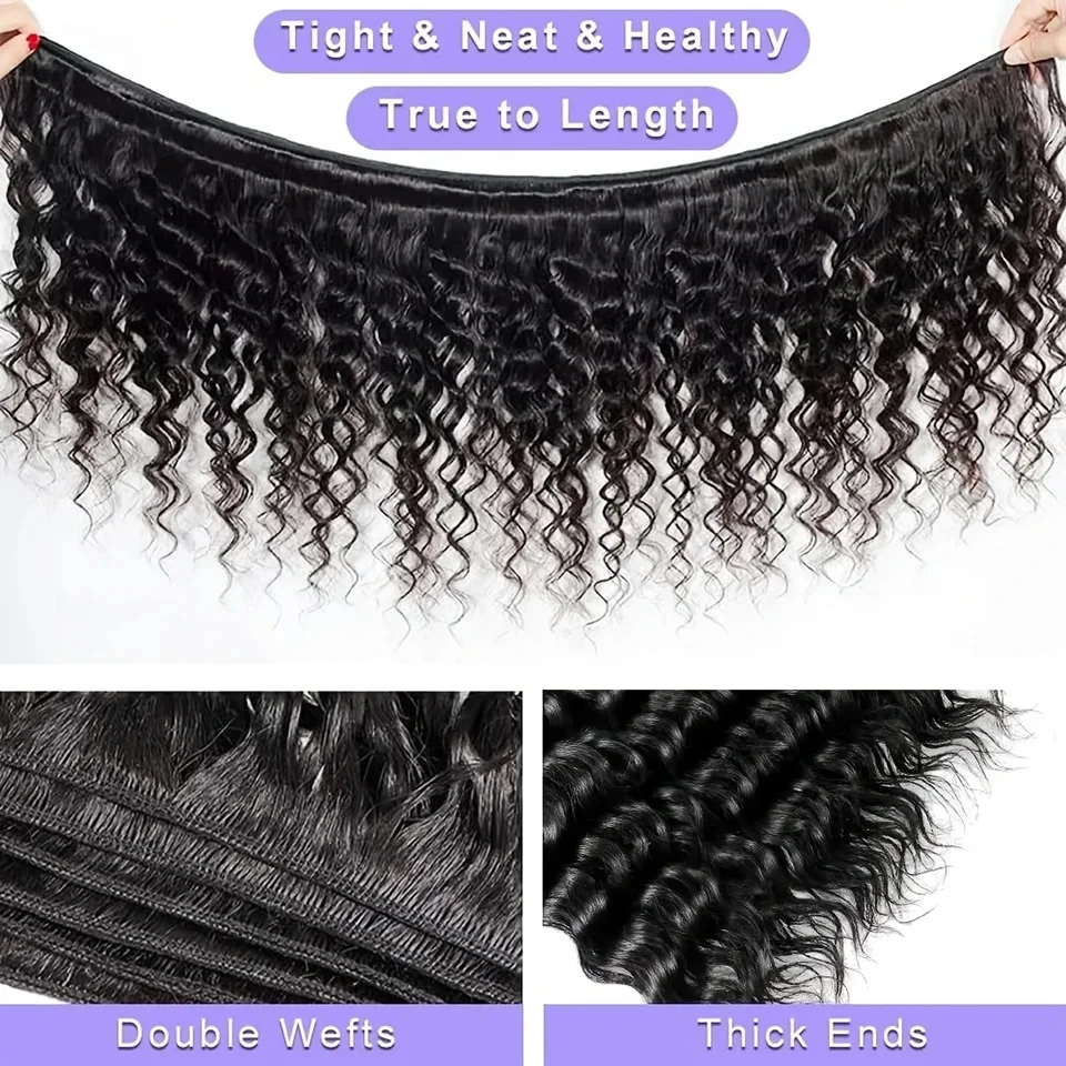 Deep Wave Bundles 100% Human Hair 28 30 Inch Curly Hair Extensions For Women Brazilian Raw Remy Weaving Raw Human Hair Bundles image 5