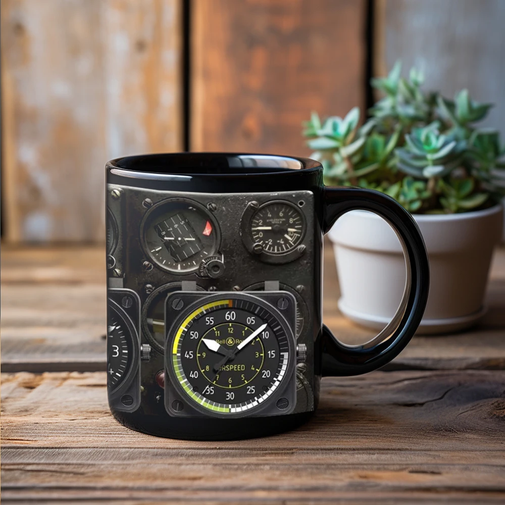 Spaceship combat aircraft instrument panel Coffee Mug black ceramic mug Dad birthday gift father home tea cup