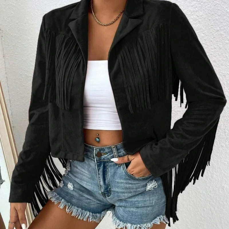 

Amazon's New Slim-fit Printed Fringed Long-sleeved Women's Clothing Jacket for Autumn Winter Is Warm Fashionable and Elegant