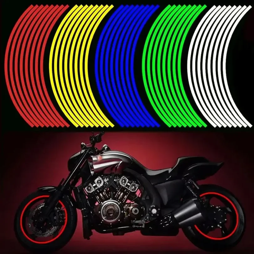 Car Styling Strips Reflective Motocross Bike Motorcycle Wheel Stickers and Decals 17/18 Inch Reflective Rim Tape