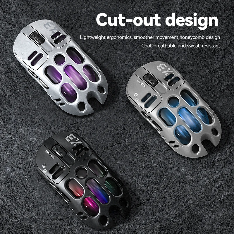 

Lightweight Hollow Wireless Bluetooth Gaming Mouse Dual Mode Back Light Adjustable Light Type C Rechargeable Mice Good Feel