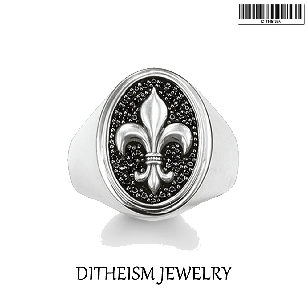 Signet Ring Fleur-de-lis anillos 925 Sterling Silver Brand New Fine Jewelry Rebellious Rebel Street Unisex Bijoux Gift For Women