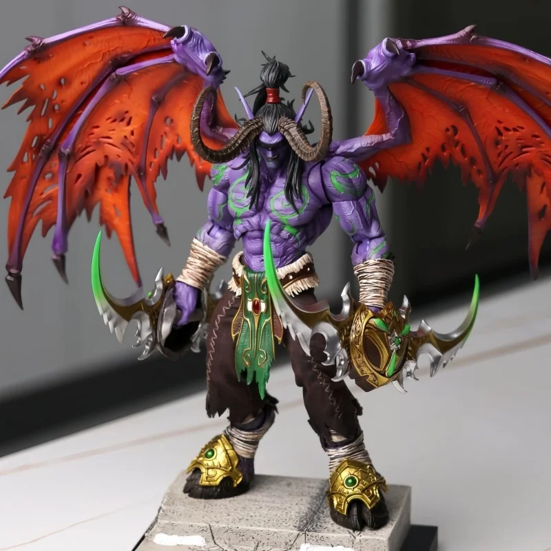 25CM Anime World Of Warcraft Game Illidan Stormrage Figure Model Toys PVC Elf Yudean Action Figures Statue Decorative Gift