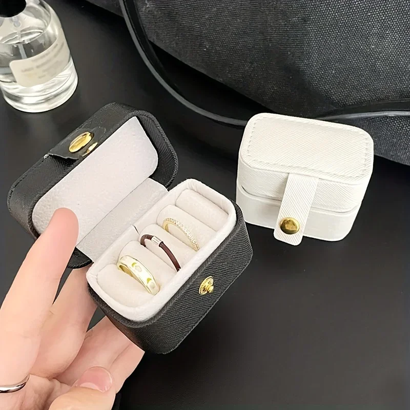 1pc Mini Pink Ring Storage Box With Multi Grids, Portable Box With Lid For Earrings, Necklaces, Rings