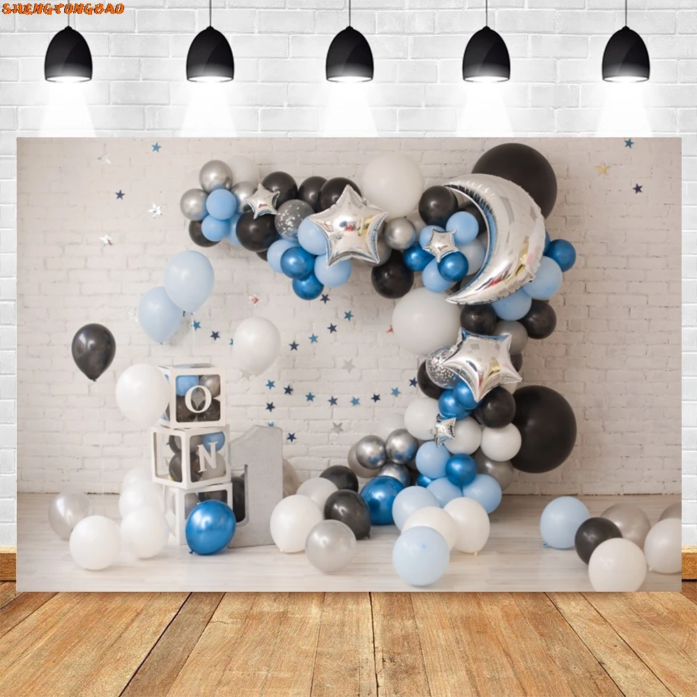 Фон для вечеринки в честь первого дня рождения для фотосъемки, воздушные шары, игрушки для новорожденных, детский душ, интерьерный портрет, фон для фотосессии