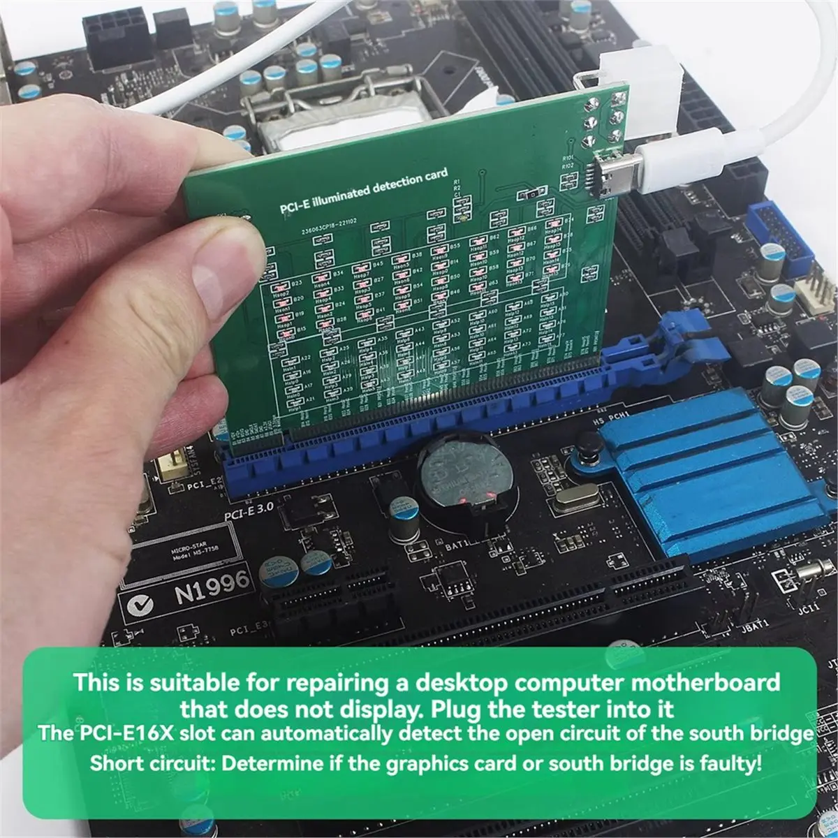 618 Mega Sale PCI-E 16X PCI Express Slot Tester Card for Motherbaor Detect the Southbridge Short or Open PCI-E with Light Tester