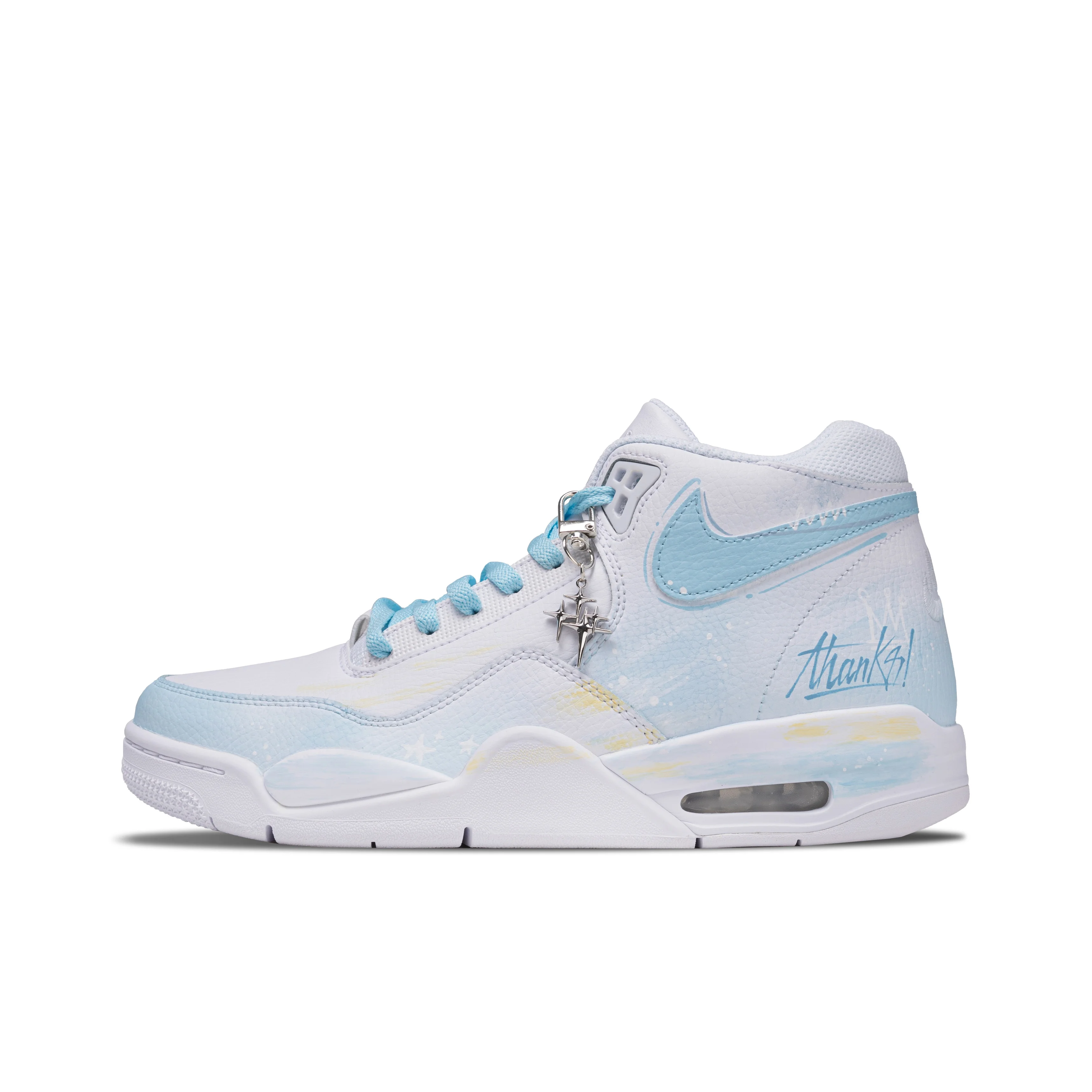 Nike Flight Legacy Lake Sea LH Abrasion Resistant Mid top Vintage Basketball Shoes Men's Light Blue