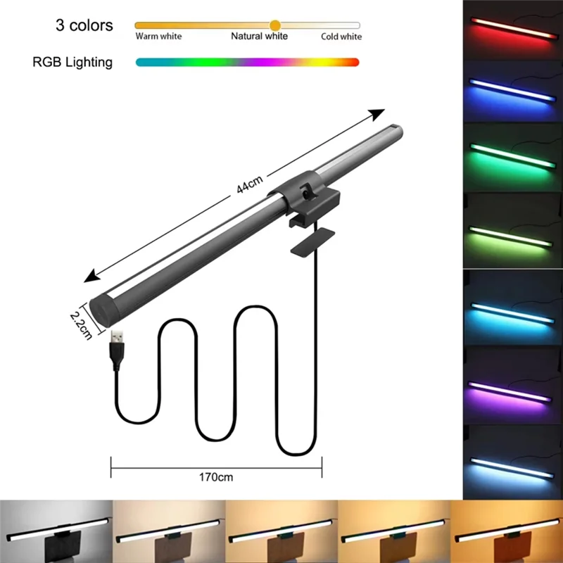 ABDJ-Untuk Pekerjaan Untuk Belajar Membaca Monitor Light Bar LED Layar Komputer Lampu Gantung RGB Suasana Lampu Meja Stepless Dimmable