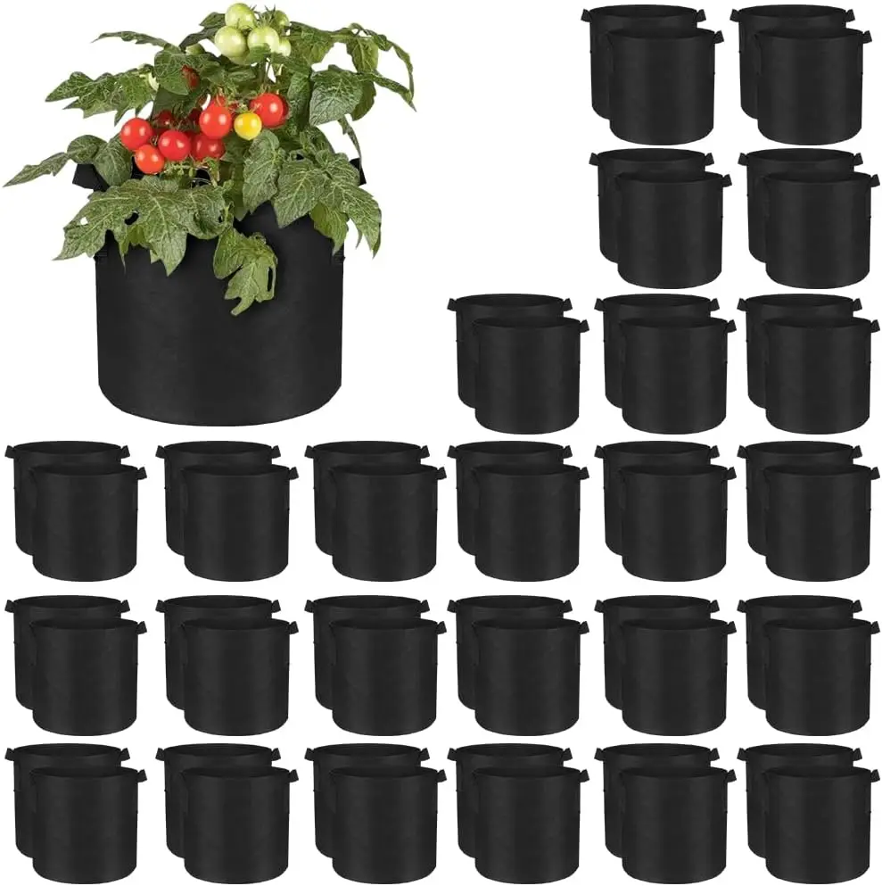 

50 Pack 10 Gallon Plant Grow Bags, Heavy Duty Aeration Fabric Pots with Handles Thickened Nonwoven Garden Bags for Veget